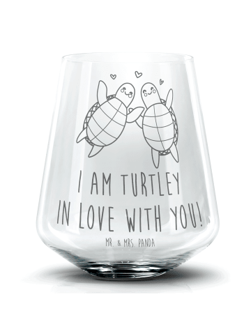 Mr. & Mrs. Panda Blümchentail Glas Schildkröten Paar mit Spruch in Transparent