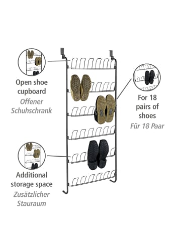 Wenko Türregal für Schuhe Schwarz in Regal : Schwarz, Schutzkappen PVC: Grau