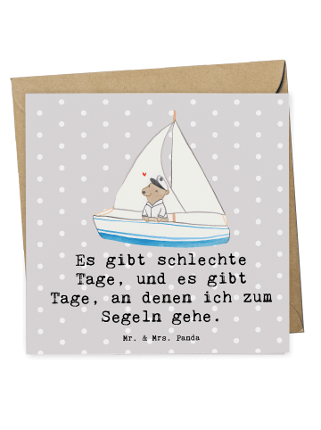 Mr. & Mrs. Panda Deluxe Karte Bär Segeln mit Spruch in Grau Pastell