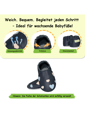 Sayoyo Baby Krabbelschuhe aus Leder, weiche Lauflernschuhe mit rutschfester Sohle 