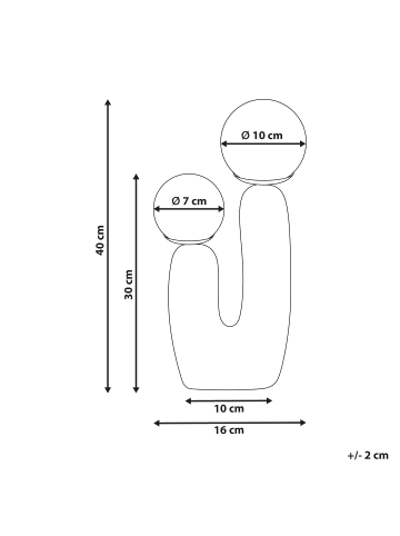 Beliani Tischleuchten TULUN in Grau/Weiß - (W) 16 x (H) 40 x (L) 16 cm