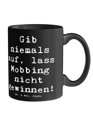Mr. & Mrs. Panda Kaffeebecher Spruch Mobbing bewältigen mit Spruch in Schwarz