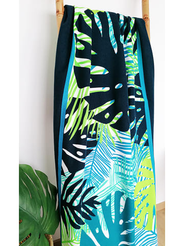 Le Comptoir de la Plage Mikrofaser-Strandtuch "Tropical Leaves" in Blau