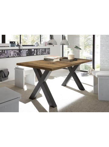 58 aufm Kessel ESSTISCH ausziehbar Eike 7 160x90x75 Schwarzstahl/Plankeneiche