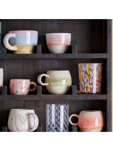 Bloomingville Becher PAULA Orange Weiß mit Henkel