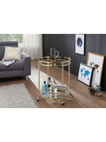 KADIMA DESIGN Servierwagen | Gold, ø57cm, Glas, Rollen