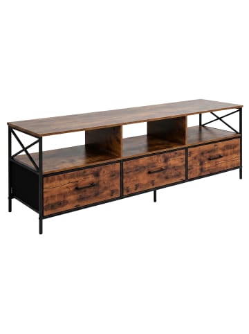relaxdays TV Lowboard in Braun/ Schwarz - (B)147 x (H)50 x (T)40 cm