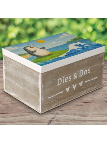 Mr. & Mrs. Panda fotobox Pinguin Surfer Design ohne Spruch in Weiß