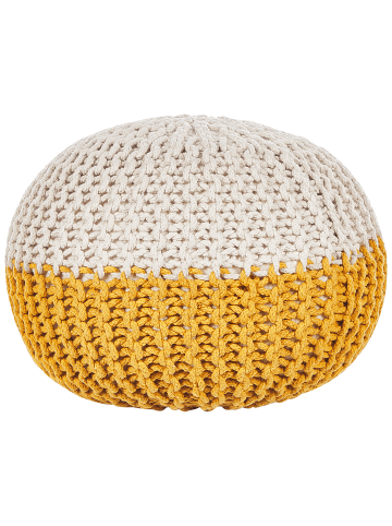 Beliani Pouf CONRAD in Beige/Gelb - (W) 50 x (H) 35 x (L) 50 cm