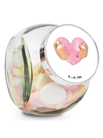 Mr. & Mrs. Panda Glasdose Faultiere Herz ohne Spruch in Weiß