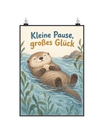 Kunstdruck Otter niedlich Design mit Spruch in Weiß
