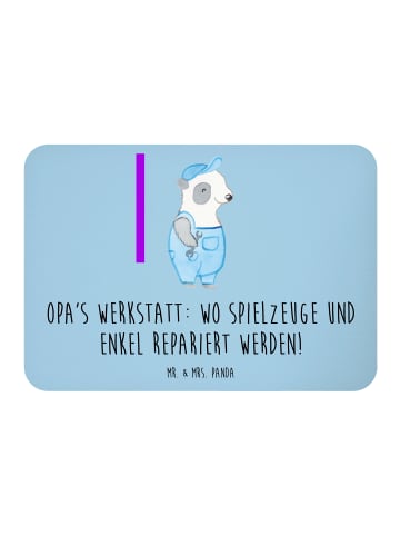 Mr. & Mrs. Panda Magnet Großeltern Werkstatt mit Spruch in Blau Pastell