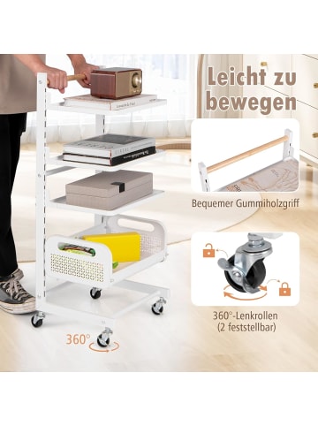 COSTWAY 4 Ebenen Rollwagen in Weiß