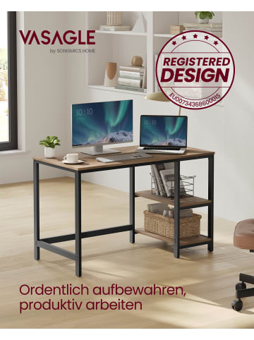 VASAGLE Schreibtisch Barnet in Kamelbraun-Schwarz - (B)120 x (H)76 x (T)60 cm
