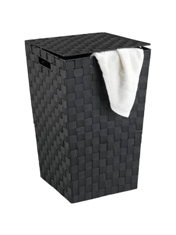 Wenko Wäschekorb ADRIA mit Deckel, 48 l in Schwarz, (B) 33 x (H) 53 x (L) 33 cm