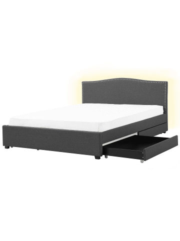 Beliani 12-tlg Doppelbett mit LED MONTPELLIER in Grau