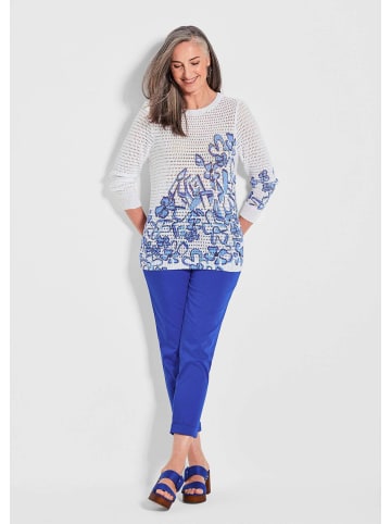 GOLDNER Strickpullover Eleganter Pullover mit Kontrastdruck in weiß / gemustert