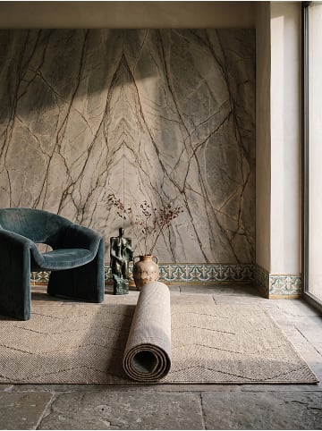 KADIMA DESIGN Läufer Karo flachgewebt pflegeleicht Wohnzimmer Flur Esszimmer in Natur
