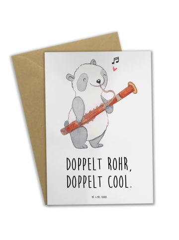 Mr. & Mrs. Panda Glückwunschkarte Fagott Doppelt Cool mit Spruch in Weiß