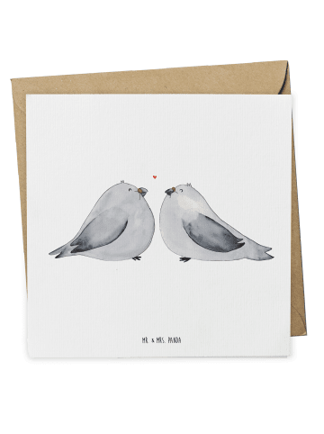Mr. & Mrs. Panda Deluxe Karte Turteltauben Liebe ohne Spruch in Weiß