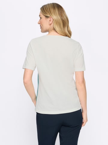 Sieh an! Kurzarm-Shirt in ecru-aquapetrol-bedruckt