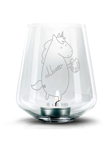 Mr. & Mrs. Panda Glas Windlicht Einhorn Künstler ohne Spruch in Transparent