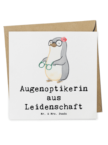 Mr. & Mrs. Panda Grußkarte Augenoptikerin Leidenschaft mit Spruch in Weiß