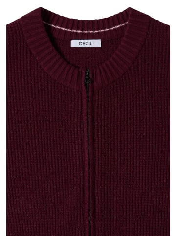 Cecil Cardigan in Unifarbe mit Reißverschluss in Red Wine