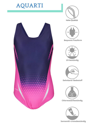 Aquarti Mädchen Badeanzug Chlorresistent Muscleback Wassersport in rosa
