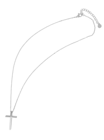 Adeliás Unisex Halskette – Kreuz aus Edelstahl 43 cm in silber