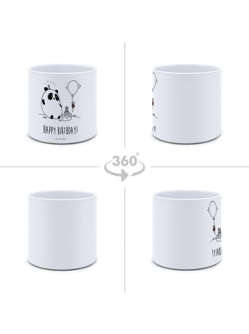Mr. & Mrs. Panda Pflanzkübel Keramik Panda Geburtstag mit Spruch in Weiß