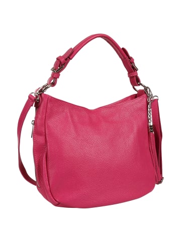 Toscanto Toscanto Schultertasche, Shopper Leder fuchsia, pink ca. 30cm