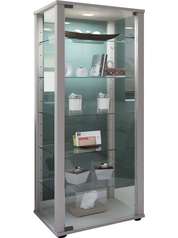 VCM  Holz Glas Vitrine Sammelvitrine Kavisa L in Silber