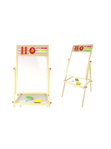 Wisam® Bildungstafel aus Holz 2in1 Magnet-Kreidetafel + Zubehör