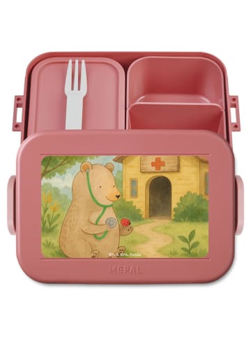 Mr. & Mrs. Panda Snackbox Bär Arzt Design ohne Spruch in Rot Pastell