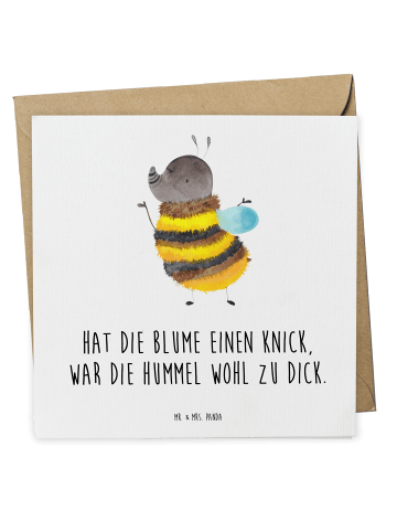 Mr. & Mrs. Panda Einladungskarte Hummel flauschig mit Spruch in Weiß