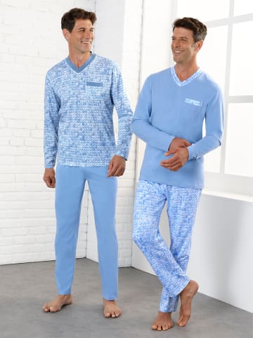 WITT WEIDEN Schlafanzüge in weiß-himmelblau-bedruckt