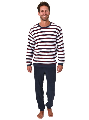 NORMANN Frottee Pyjama Schlafanzug Bündchen Streifen - 49744 in rot