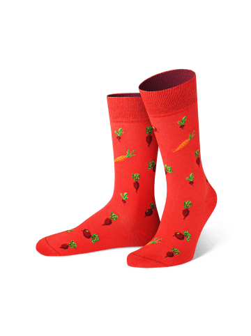 von Jungfeld Gemusterte Socken mit Rüben Icon in Rot