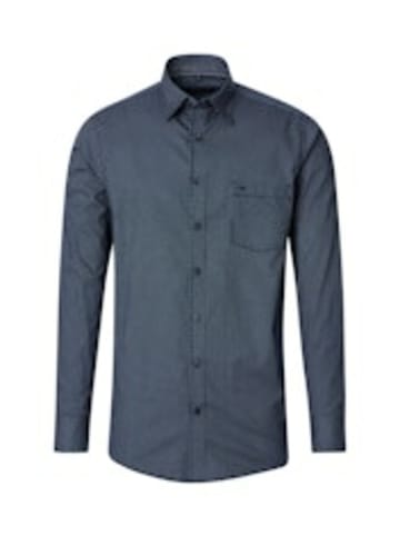 CASAMODA Knopfleisten Langarmshirt für Herren in blau