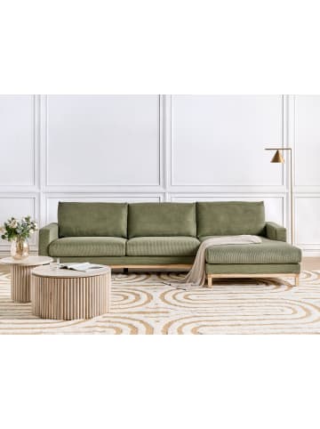Beliani Ecksofa SIGGARD in Grün/Braun - (W) 296 x (H) 82 x (L) 163 cm