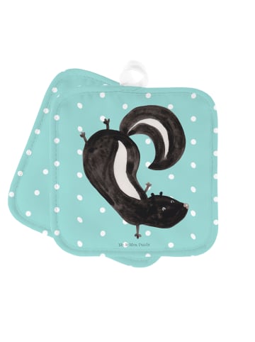 Mr. & Mrs. Panda Topflappen Stinktier Handstand ohne Spruch in Türkis Pastell
