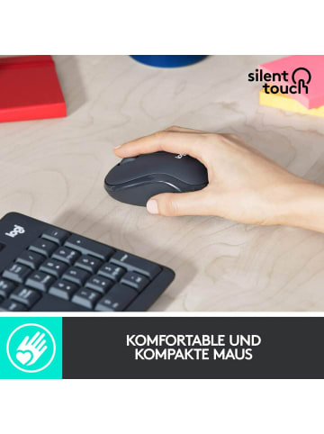 Logitech Kabelloses Tastatur-Maus-Set mit SilentTouch-Technologie, in Schwarz