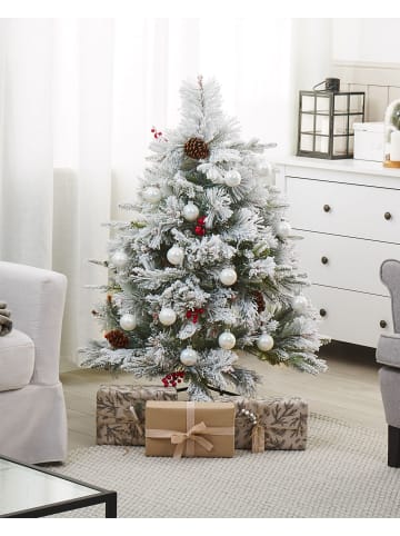 Beliani Weihnachtsbaum MASALA in Weiß/Grün - (W) 100 x (H) 120 x (L) 100 cm