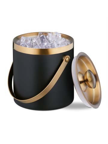 relaxdays Eiswürfelbehälter in Schwarz/ Gold - 1,5 Liter