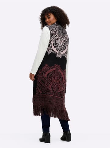 sheego by Joe Browns Fransenweste in schwarz-rotbraun-gemustert