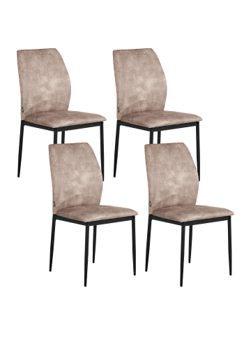 Beliani 4er-Set Esszimmerstuhl ROCHEPORT in Beige/Schwarz