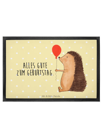 Mr. & Mrs. Panda fußmatte Igel Luftballon mit Spruch in Gelb Pastell
