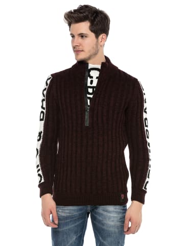 Cipo & Baxx Pullover in BURGUNDY-ECRU