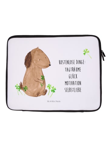 Mr. & Mrs. Panda Notebook Tasche Hund Kleeblatt mit Spruch in Weiß